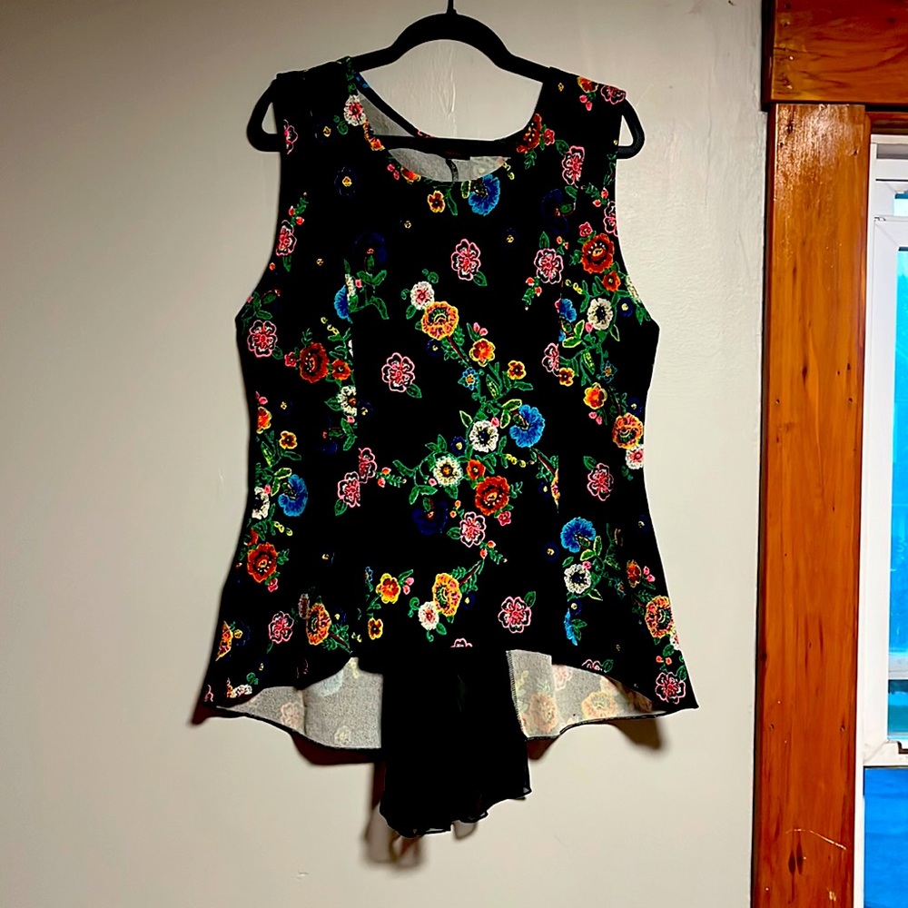 Plus size peplum top with silk back detail/train